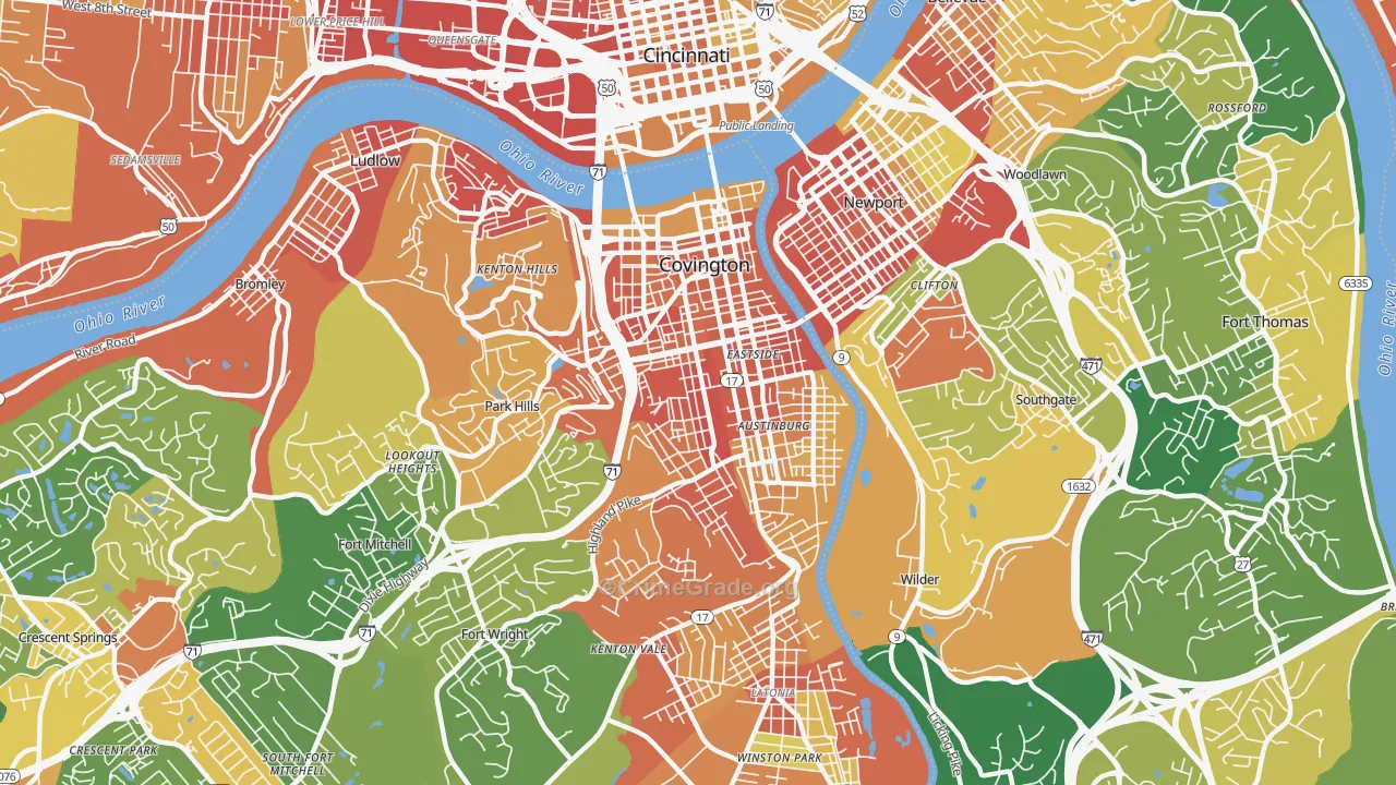 Covington, KY Map of Vandalism Rates