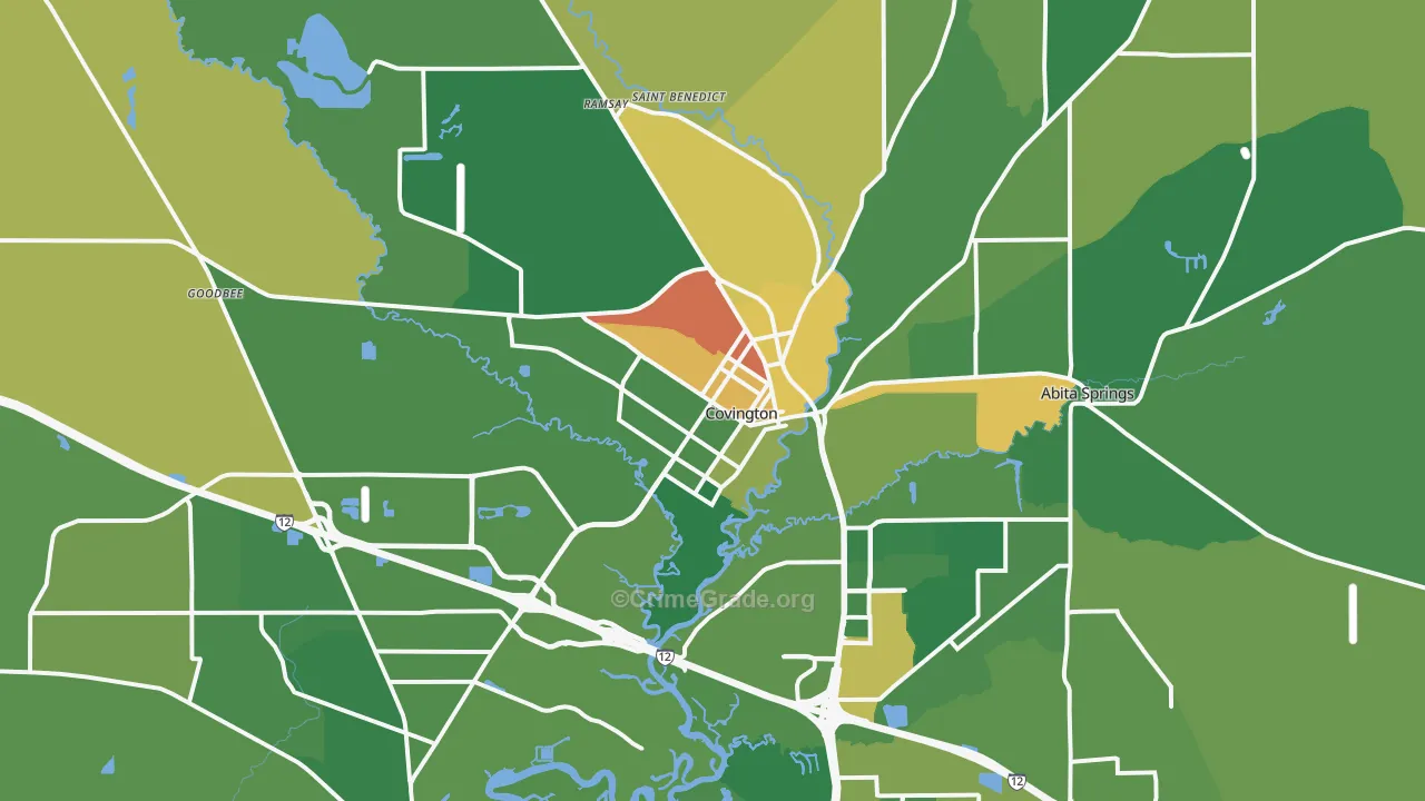 Covington, LA Map of Vandalism Rates