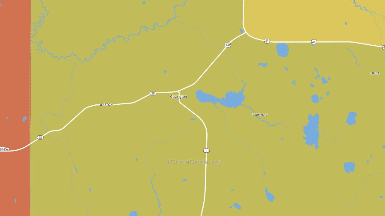 Covington, MI Map of Vandalism Rates