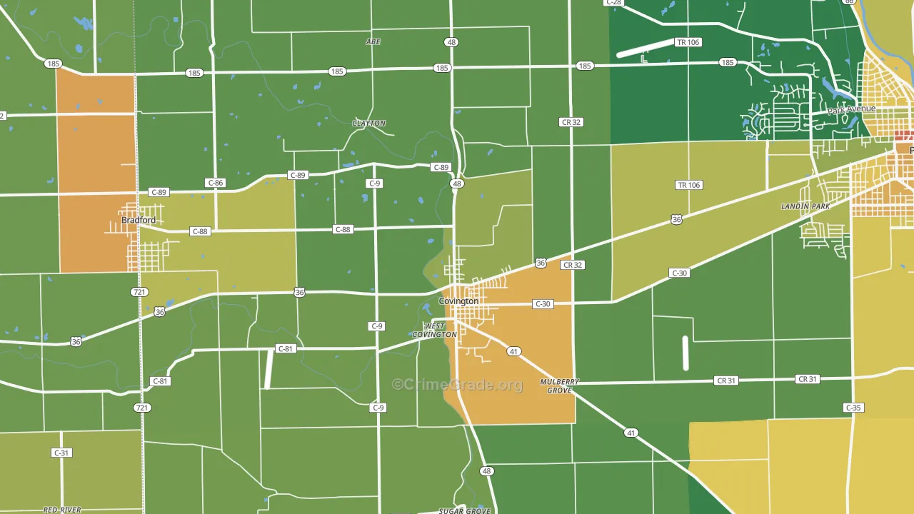 Covington, OH Map of Vandalism Rates
