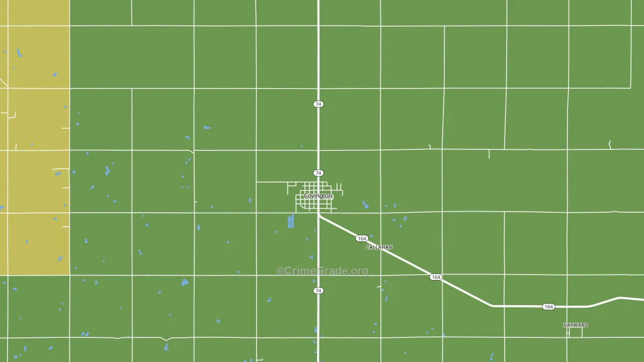 Covington, OK Map of Vandalism Rates