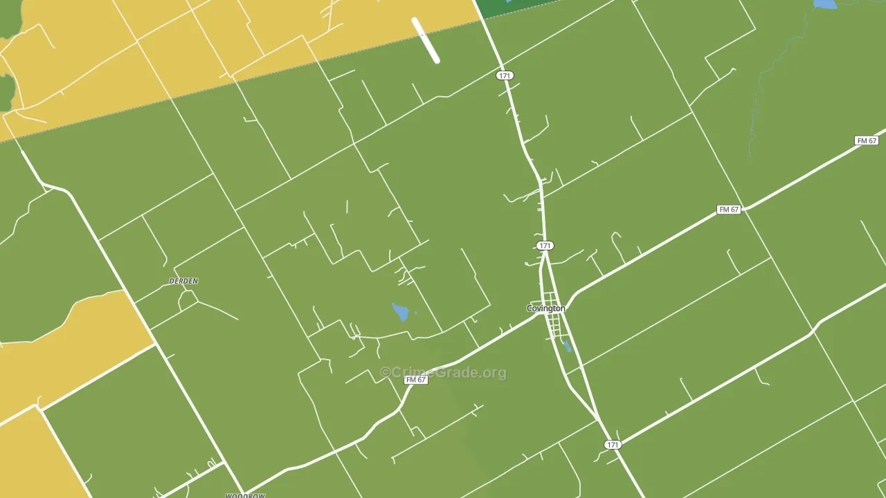 Covington, TX Map of Vandalism Rates
