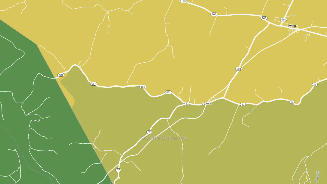 Cowan, KY Map of Vandalism Rates