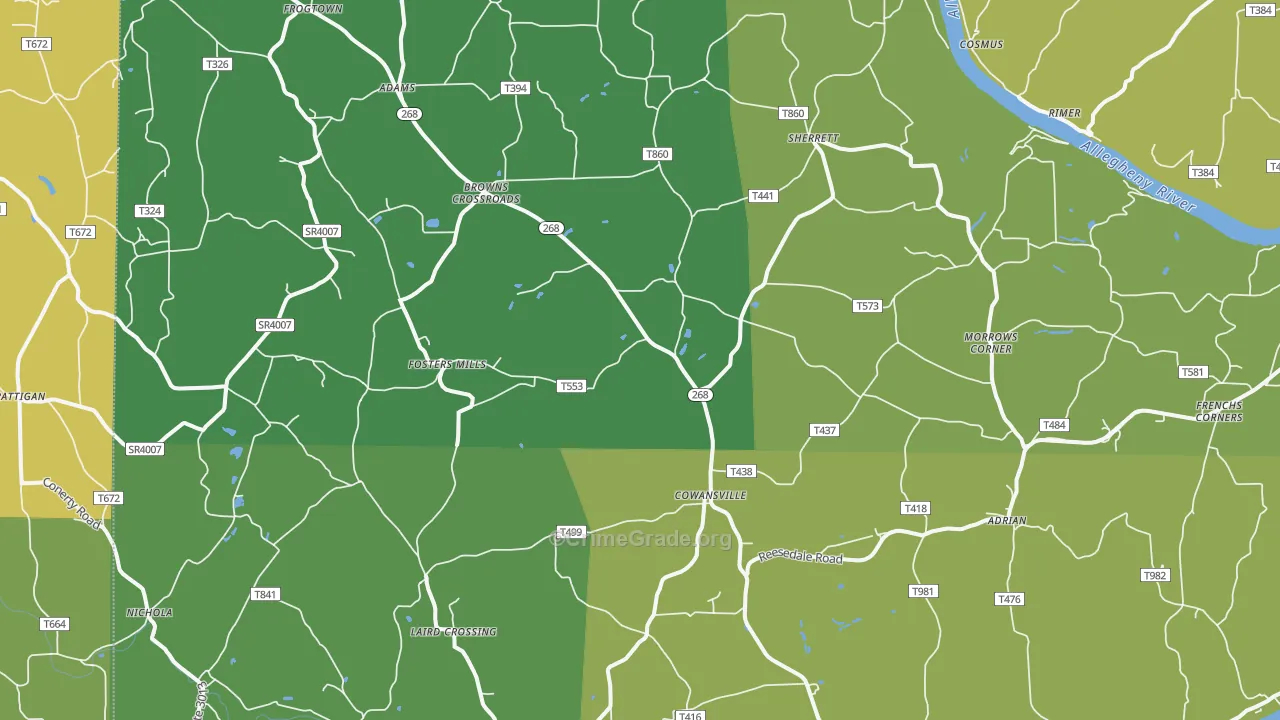 Cowansville, PA Map of Vandalism Rates