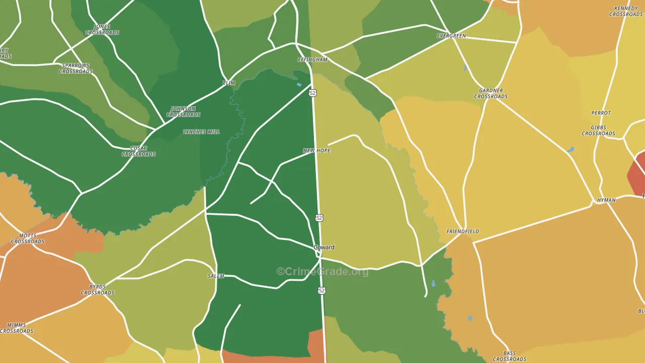 Coward, SC Map of Vandalism Rates