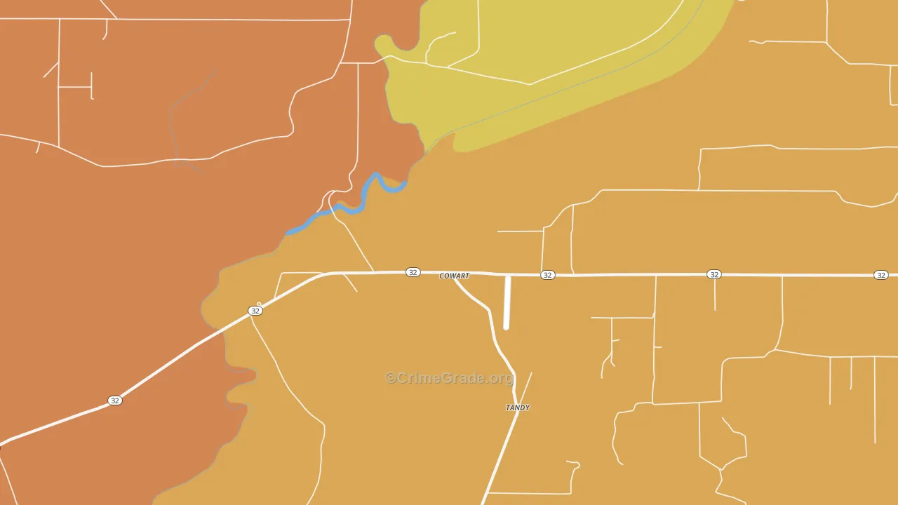 Cowart, MS Map of Vandalism Rates