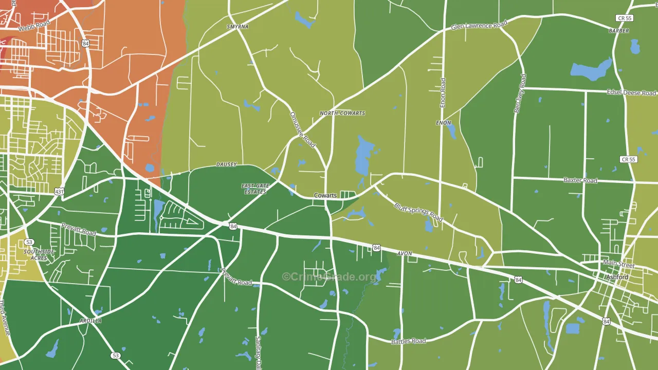 Cowarts, AL Map of Vandalism Rates