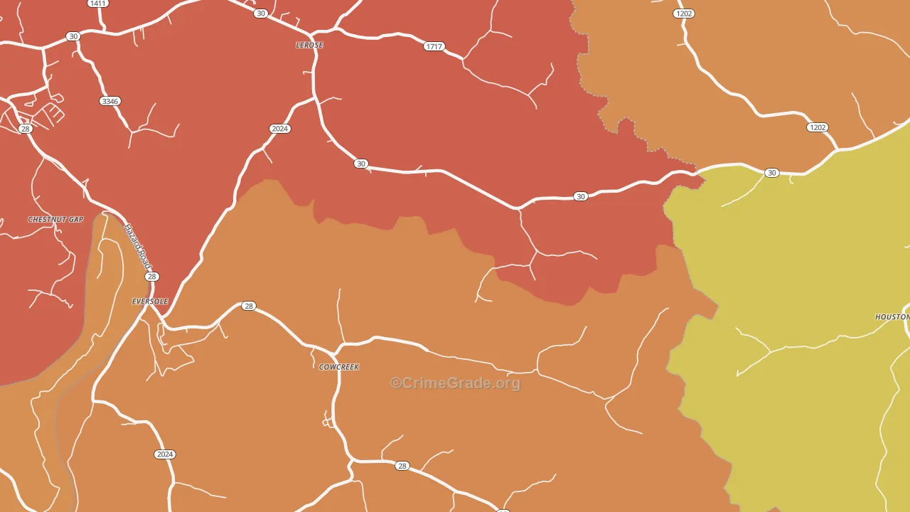 Cowcreek, KY Map of Vandalism Rates