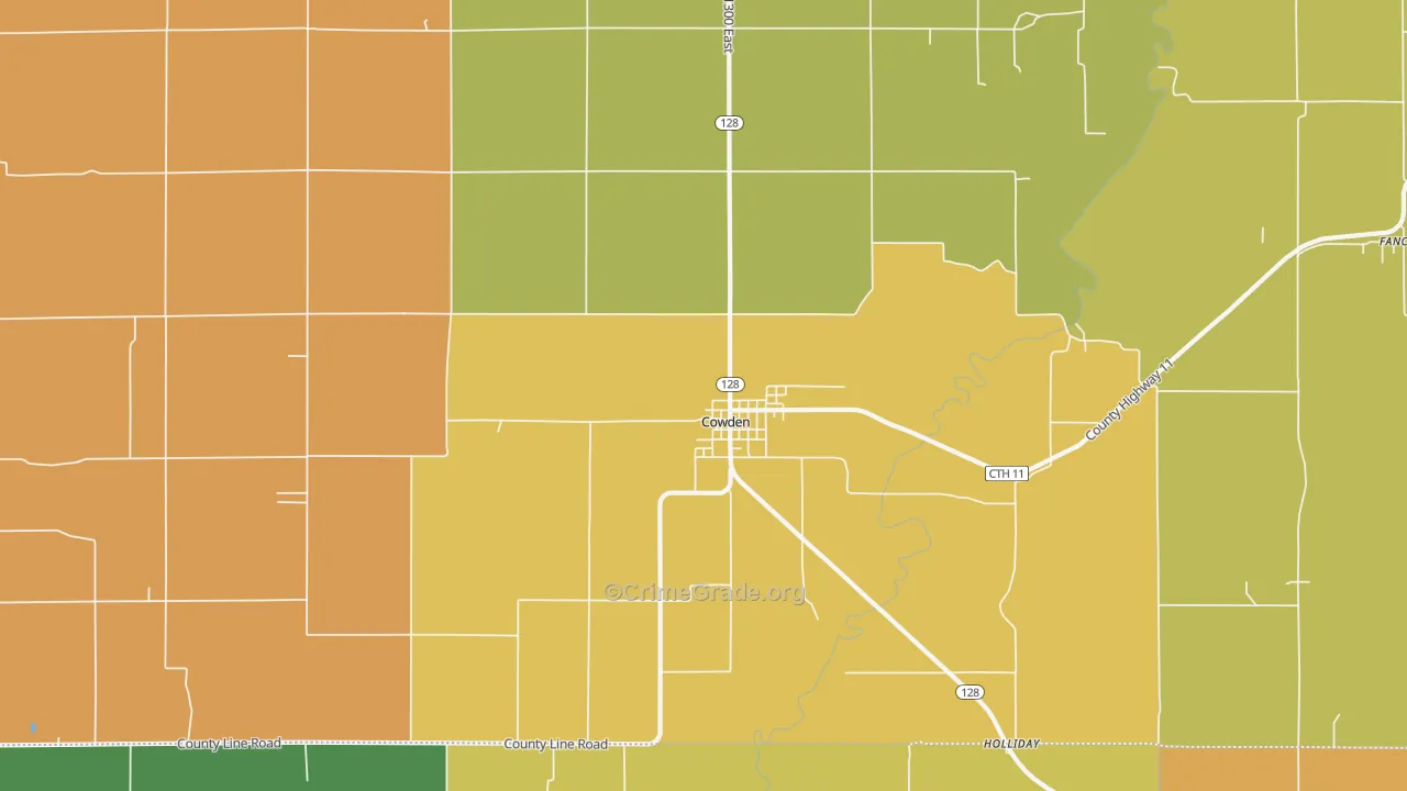 Cowden, IL Map of Vandalism Rates