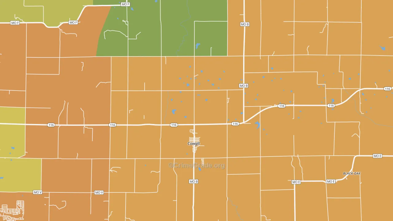 Cowgill, MO Map of Vandalism Rates