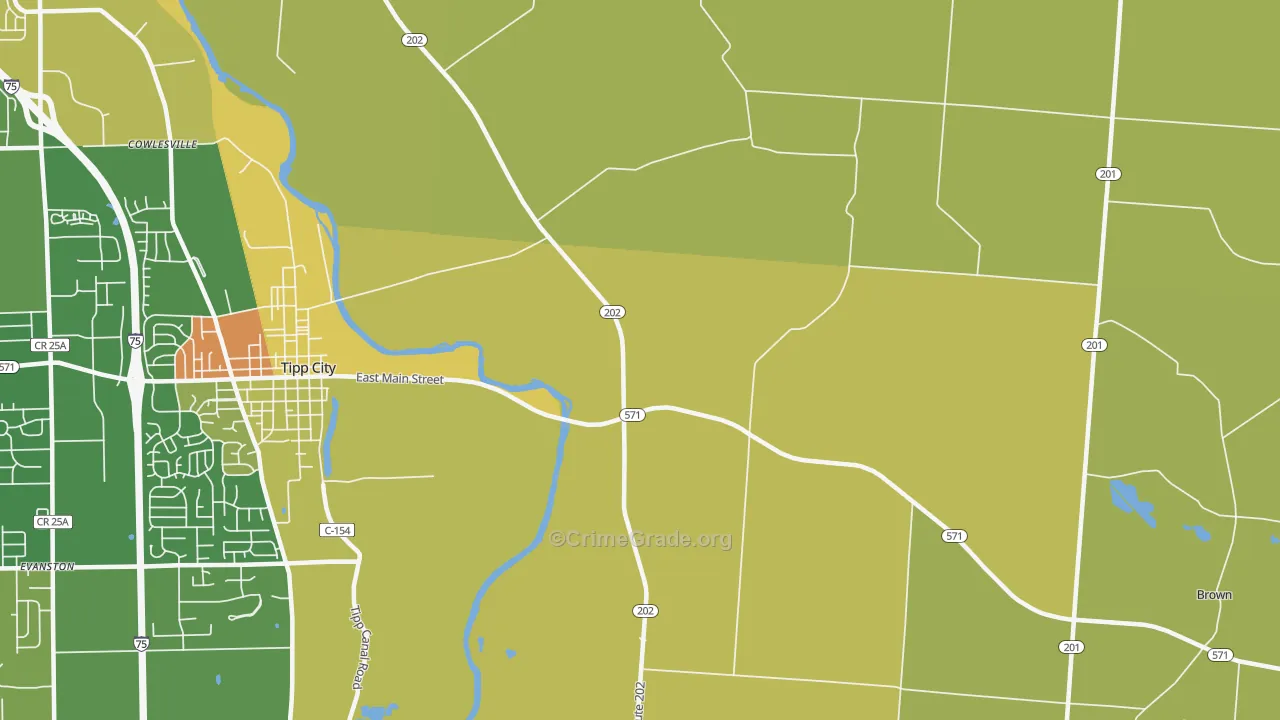 Cowlesville, OH Map of Vandalism Rates