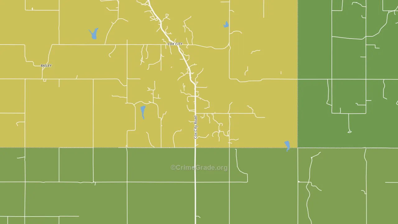 Cox City, OK Map of Vandalism Rates