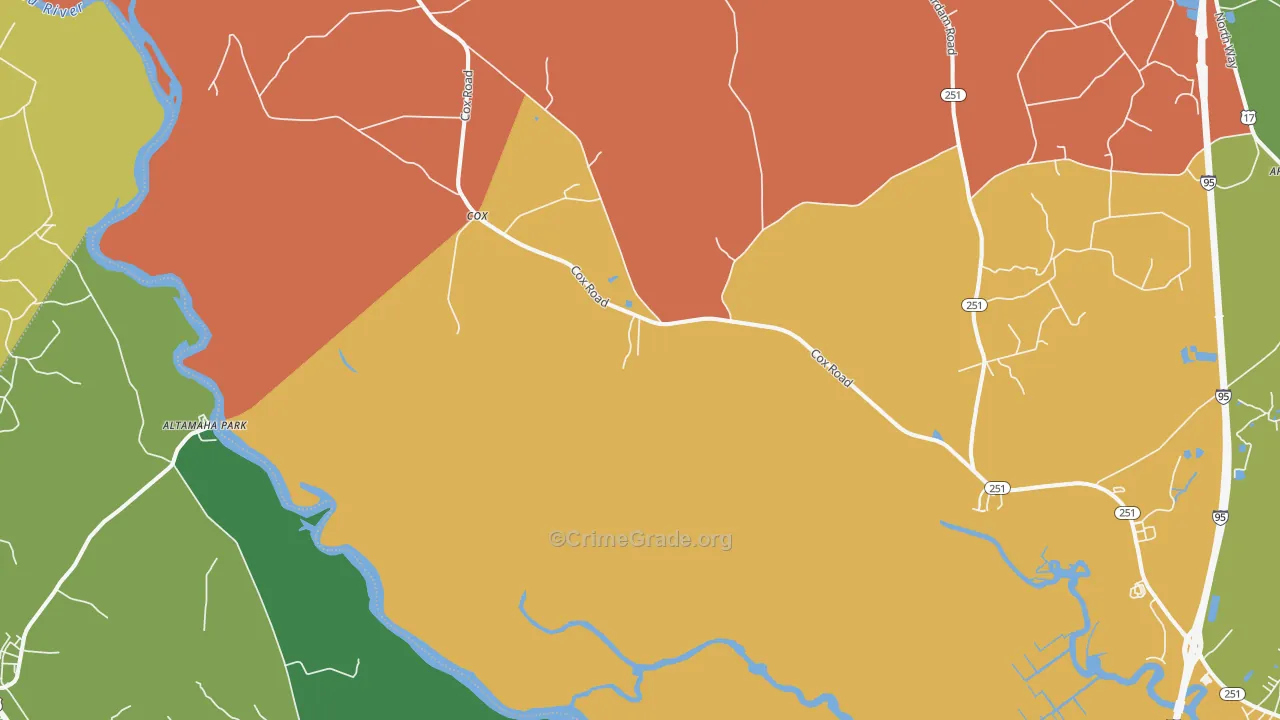 Cox, GA Map of Vandalism Rates