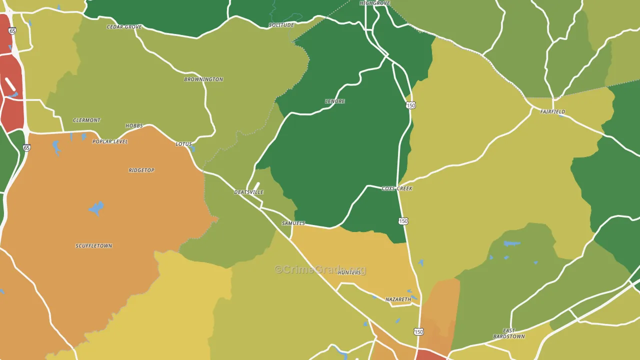 Coxs Creek, KY Map of Vandalism Rates