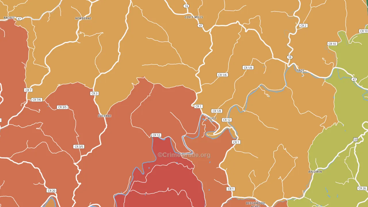 Coxs Mills, WV Map of Vandalism Rates