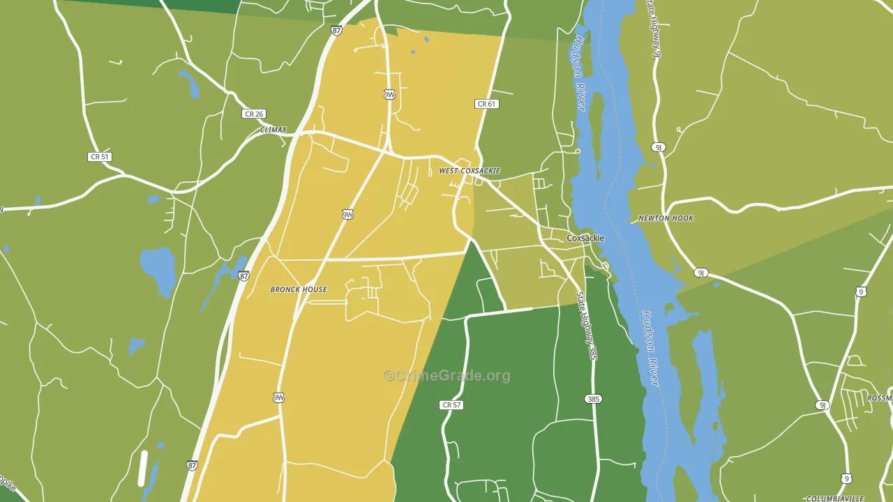 Coxsackie, NY Map of Vandalism Rates