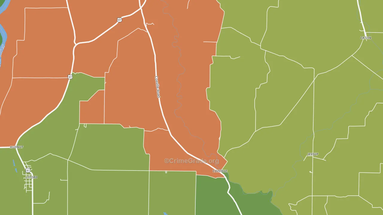 Coxville, IN Map of Vandalism Rates