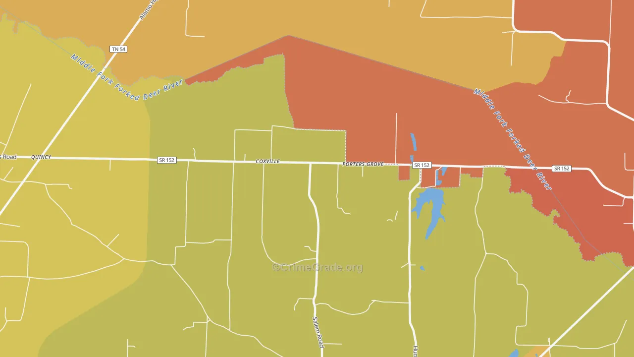Coxville, TN Map of Vandalism Rates