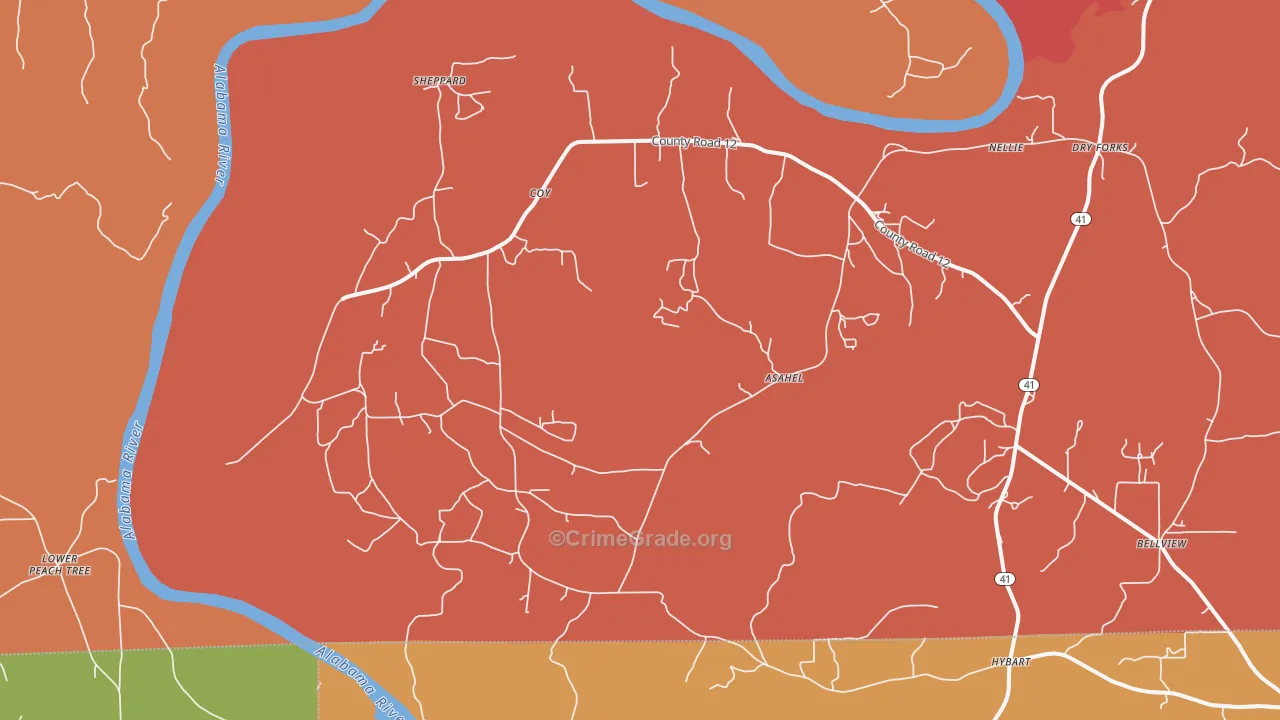 Coy, AL Map of Vandalism Rates