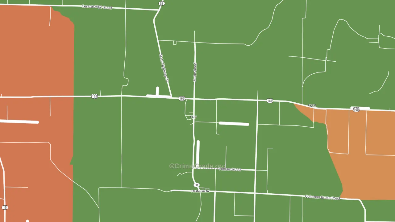 Coy, AR Map of Vandalism Rates