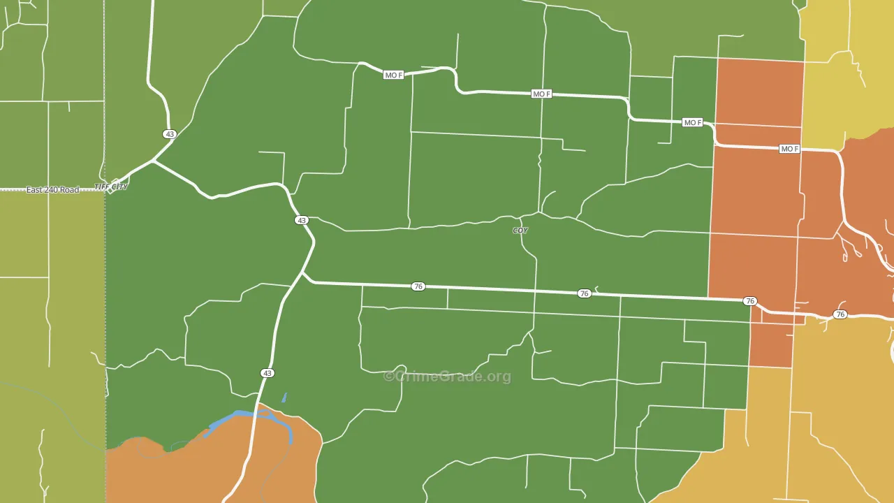 Coy, MO Map of Vandalism Rates