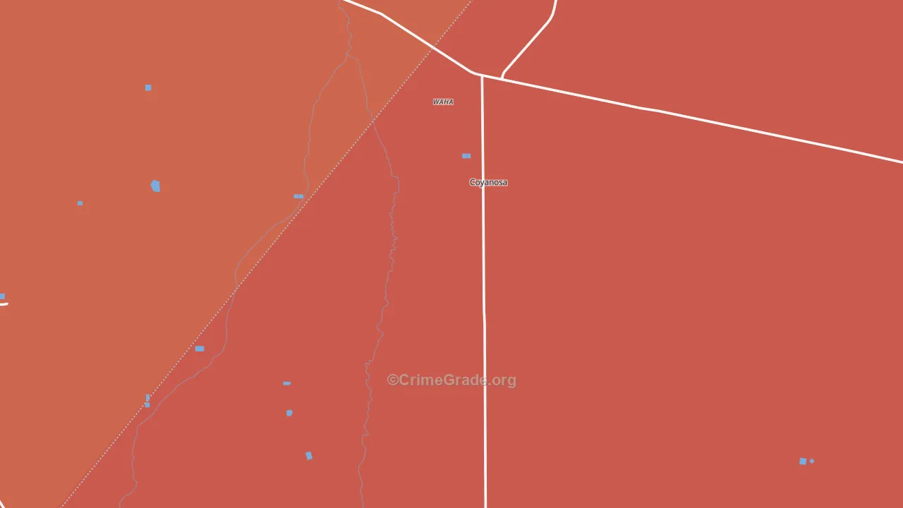 Coyanosa, TX Map of Vandalism Rates