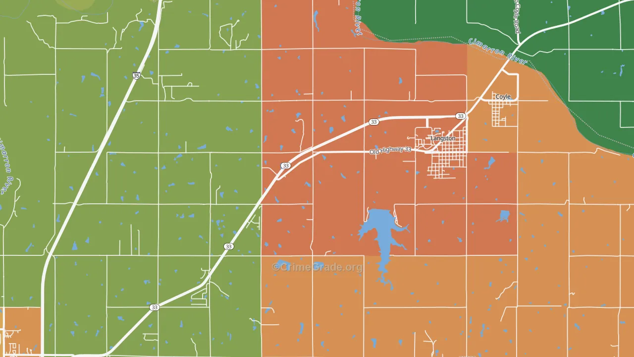 Coyle, OK Map of Vandalism Rates