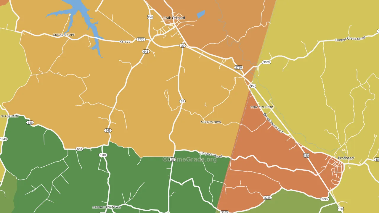 Crab Orchard, KY Map of Vandalism Rates