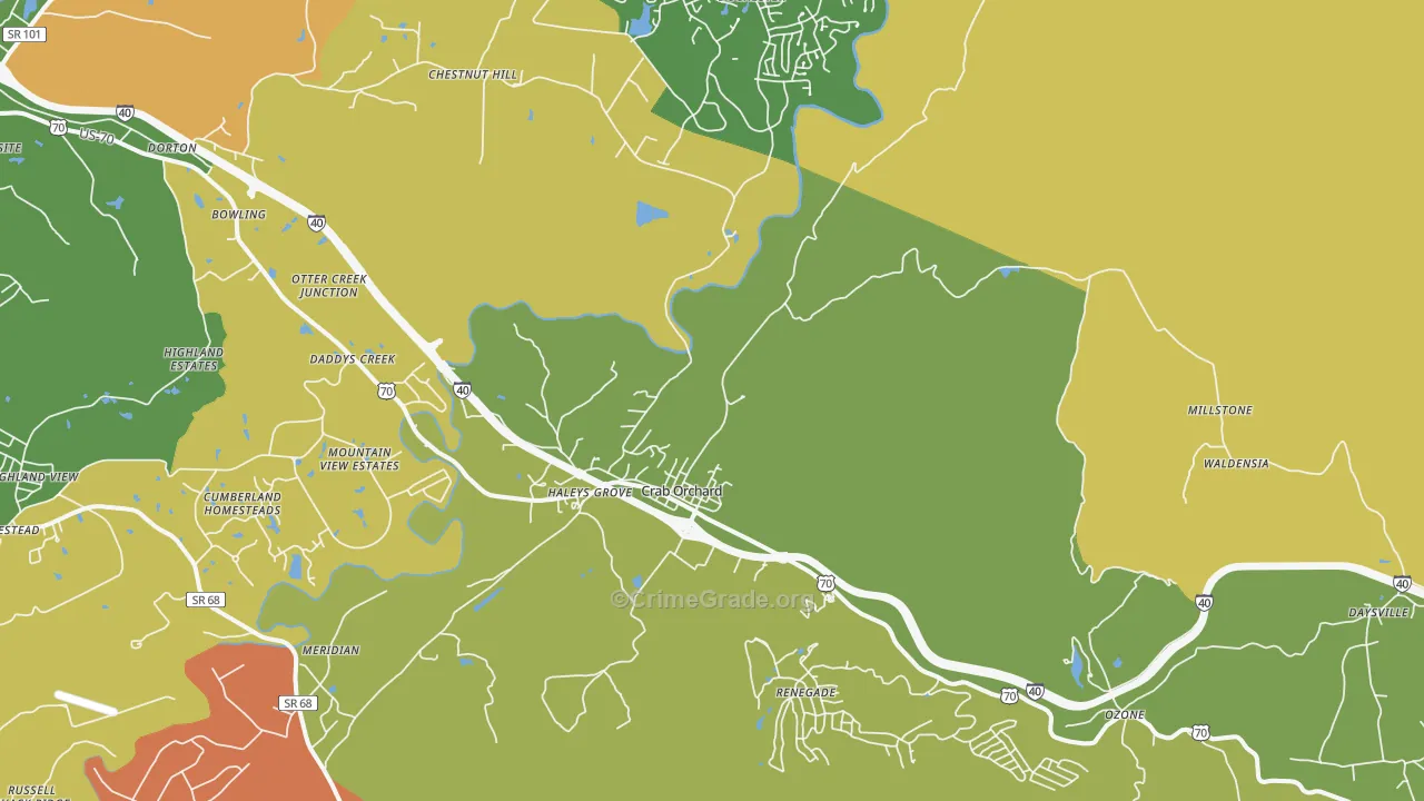 Crab Orchard, TN Map of Vandalism Rates