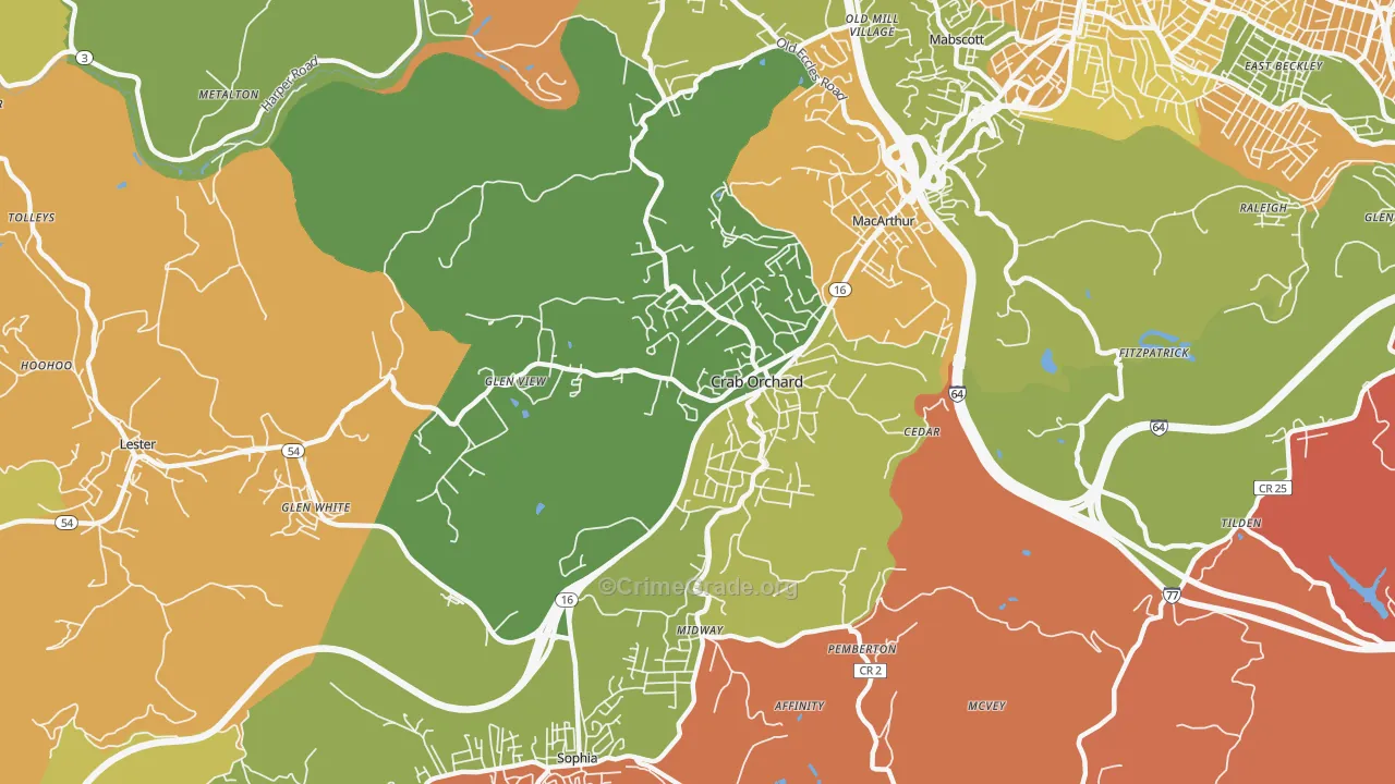 Crab Orchard, WV Map of Vandalism Rates