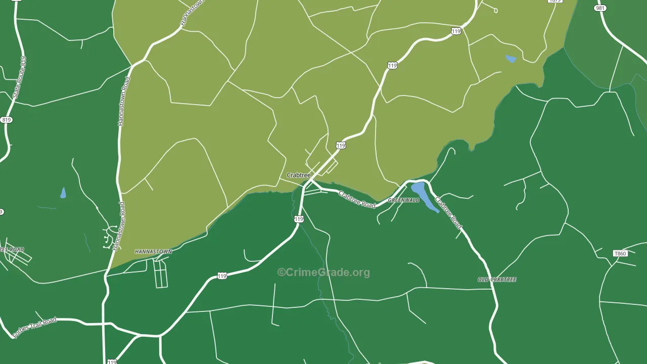 Crabtree, PA Map of Vandalism Rates
