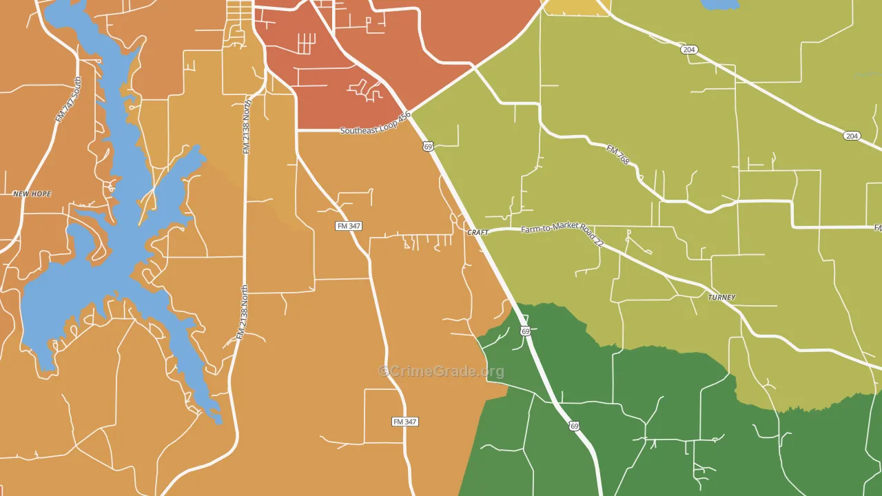 Craft, TX Map of Vandalism Rates
