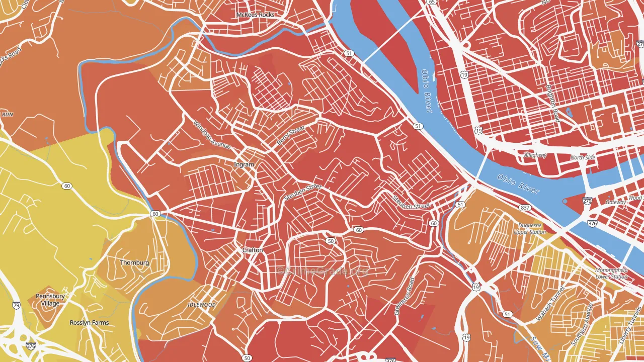 Crafton Heights, Pittsburgh, PA Map of Vandalism Rates