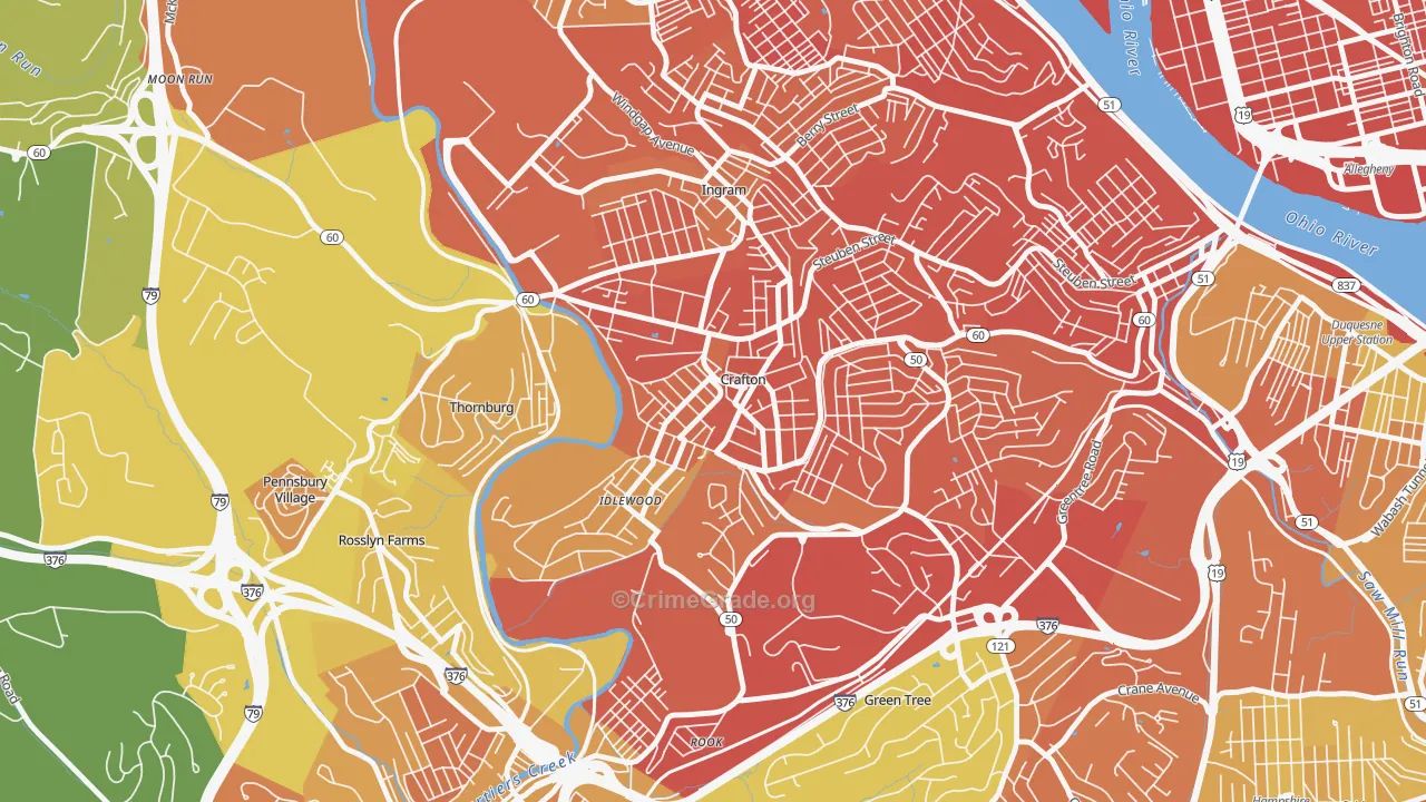Crafton, PA Map of Vandalism Rates