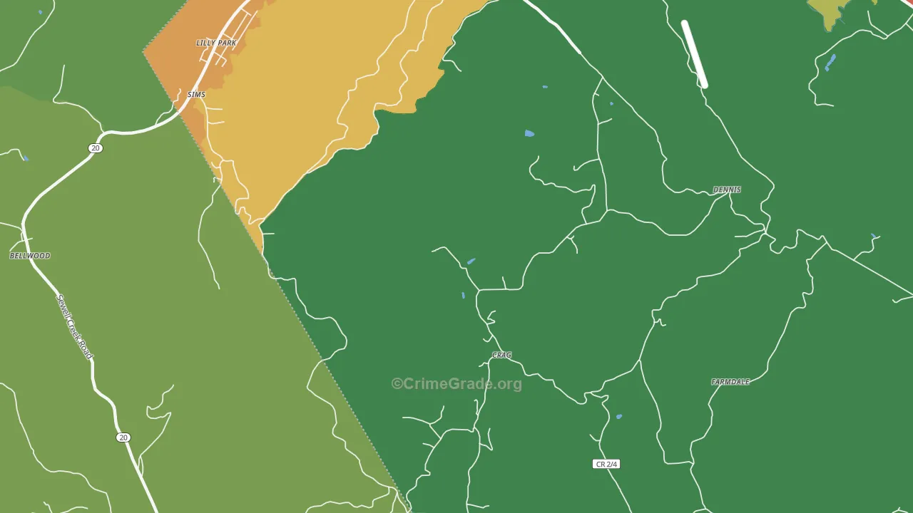 Crag, WV Map of Vandalism Rates