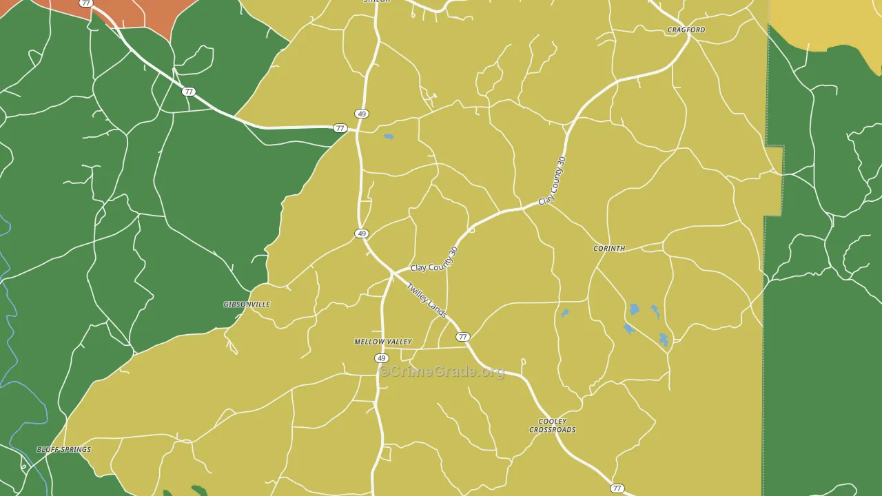 Cragford, AL Map of Vandalism Rates
