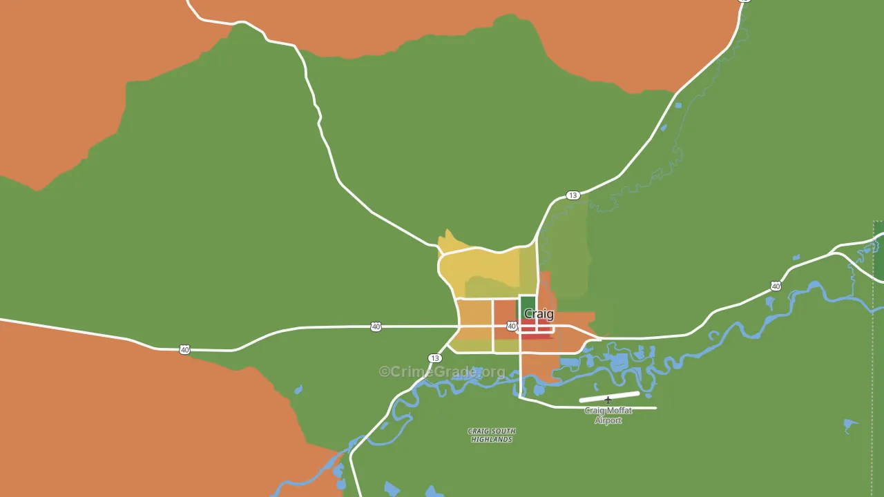 Craig South Highlands, CO Map of Vandalism Rates
