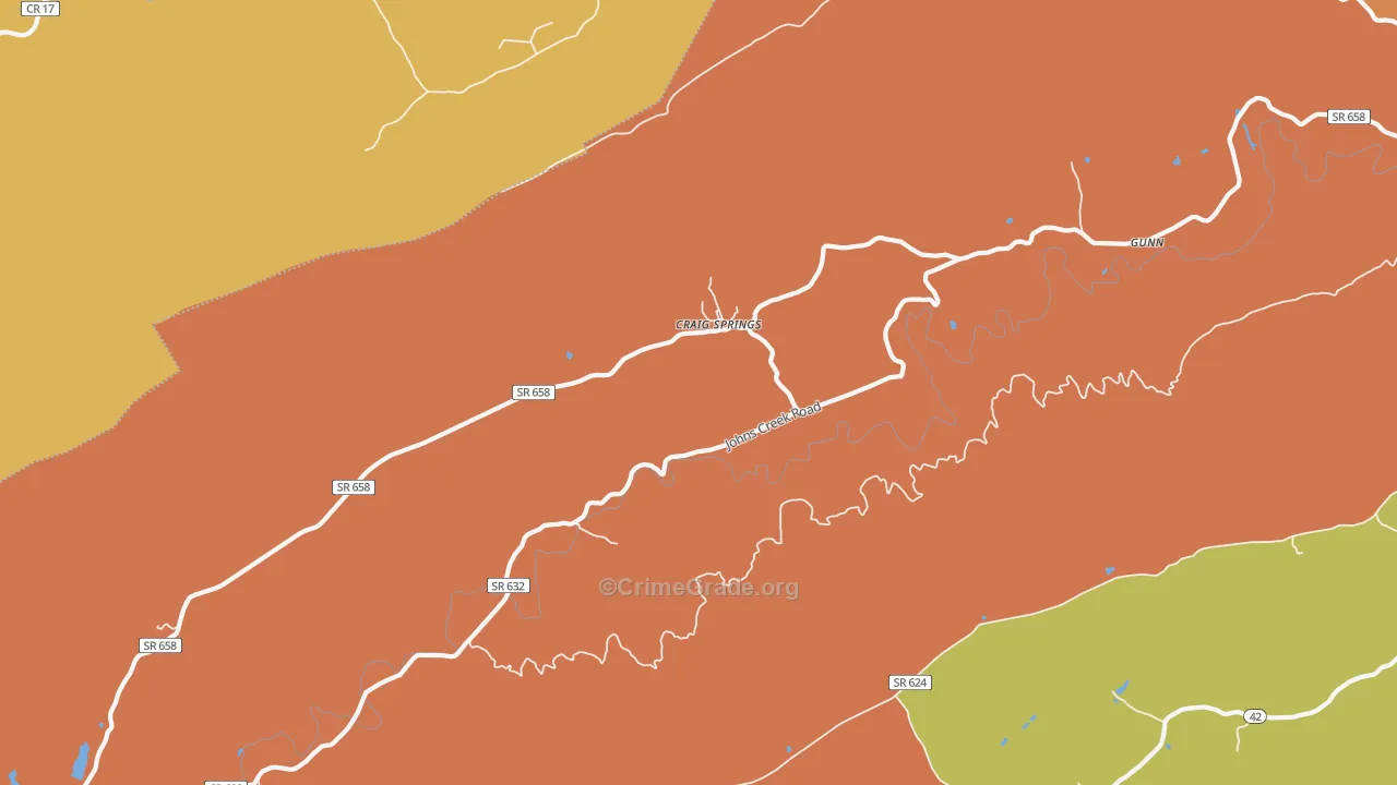 Craig Springs, VA Map of Vandalism Rates
