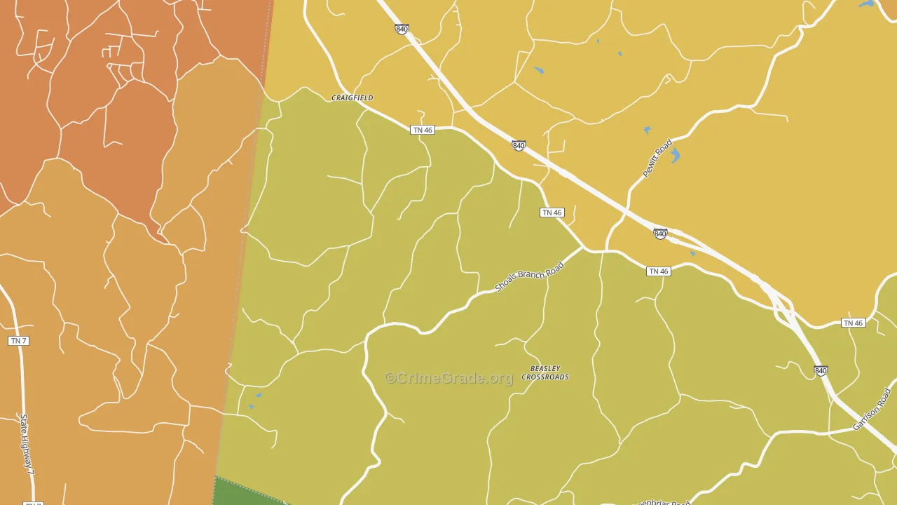Craigfield, TN Map of Vandalism Rates
