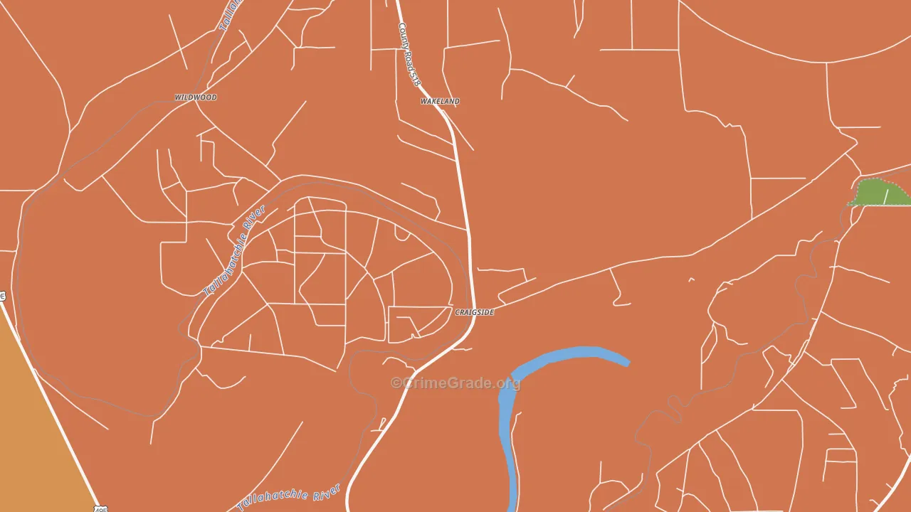 Craigside, MS Map of Vandalism Rates