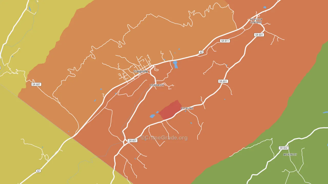 Craigsville, VA Map of Vandalism Rates