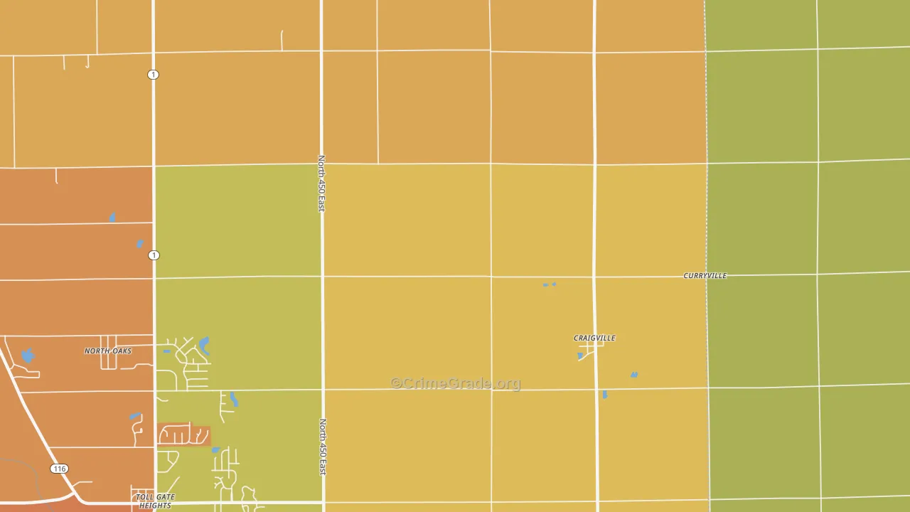 Craigville, IN Map of Vandalism Rates
