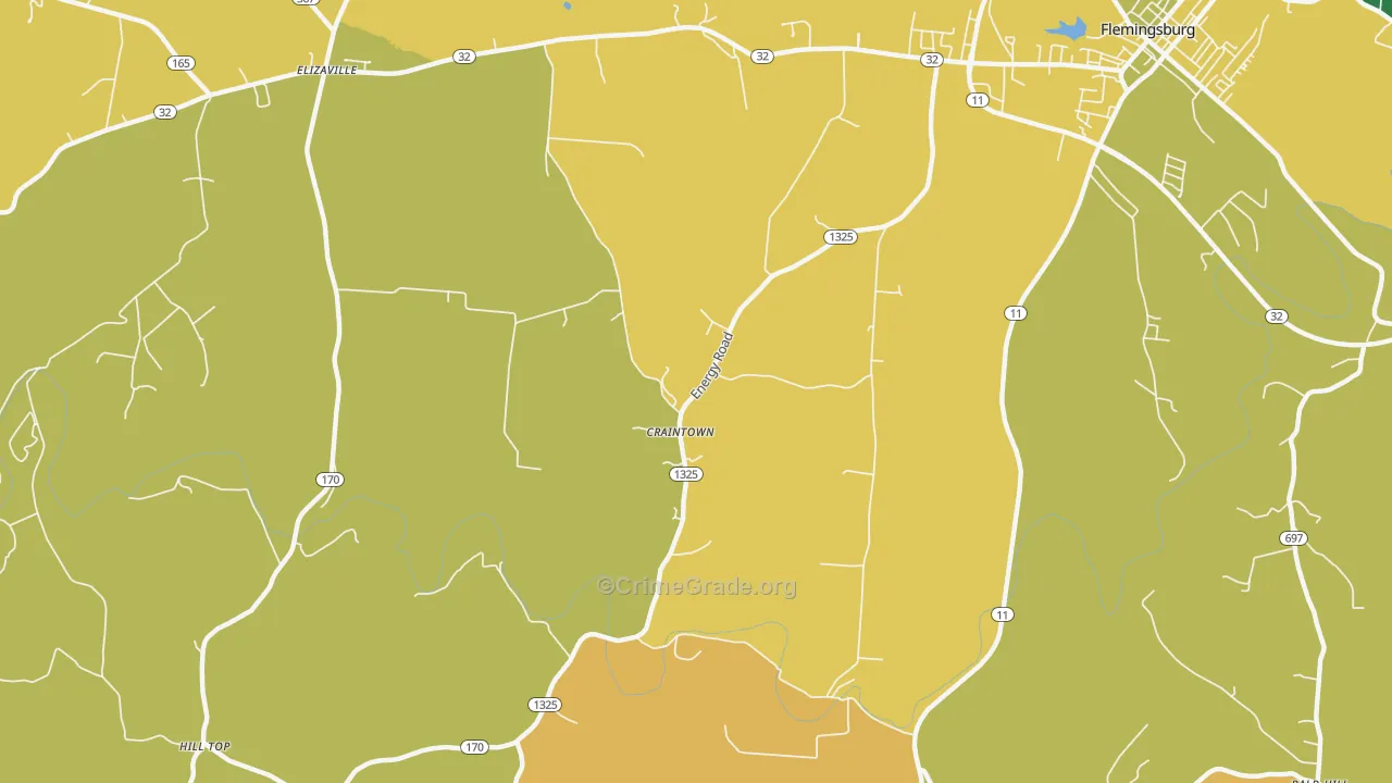 Craintown, KY Map of Vandalism Rates