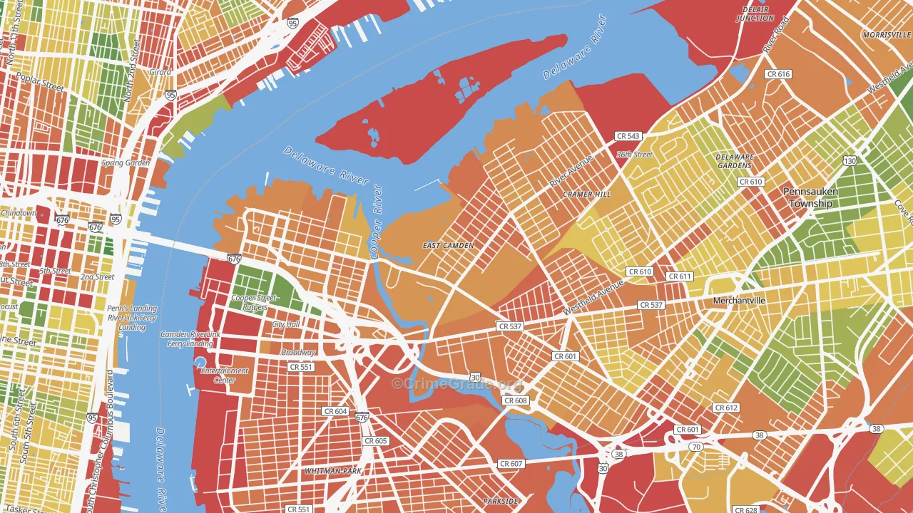 Cramer Hill, Camden, NJ Map of Vandalism Rates