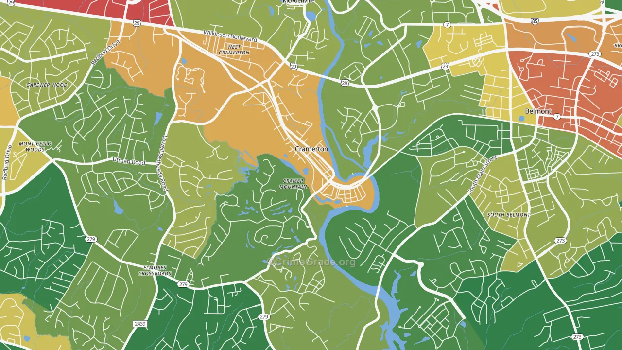 Cramerton, NC Map of Vandalism Rates