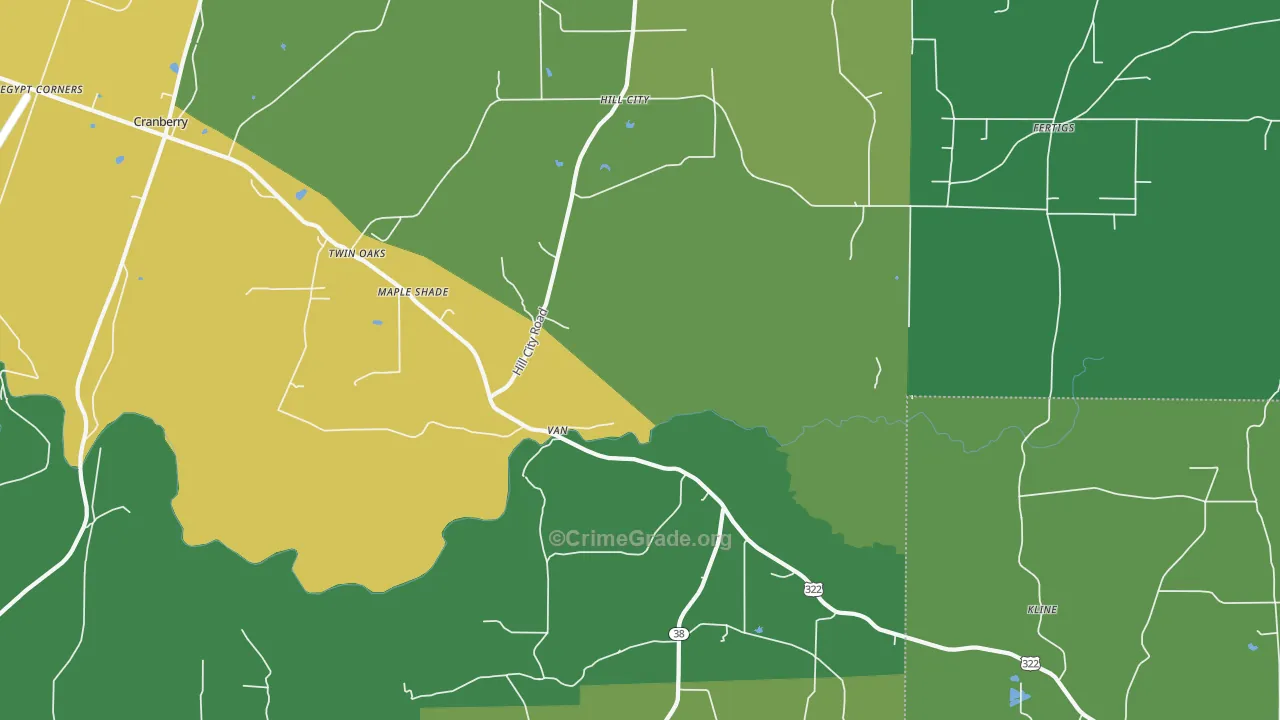 Cranberry, PA Map of Vandalism Rates