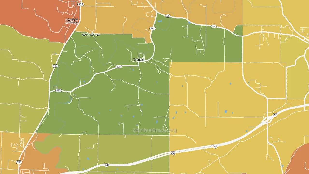 Crandall, IN Map of Vandalism Rates