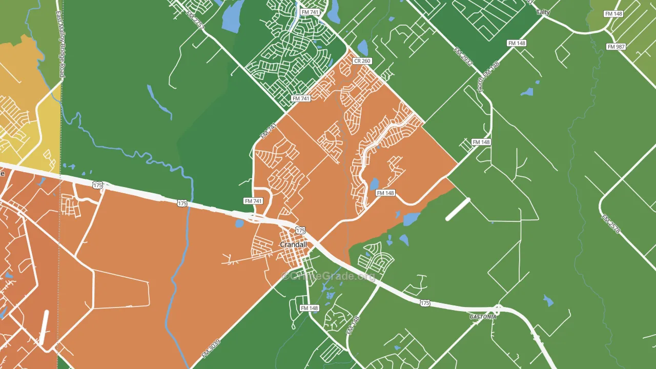 Crandall, TX Map of Vandalism Rates