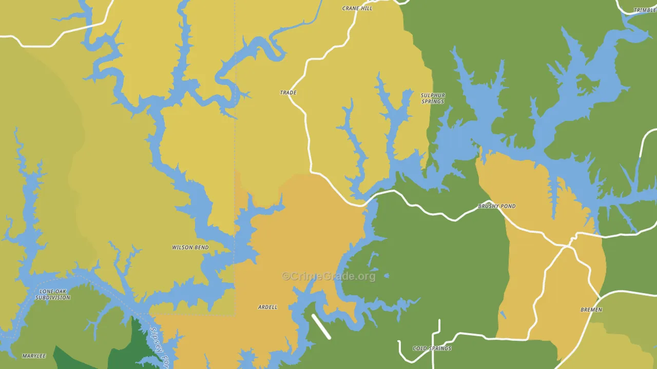 Crane Hill, AL Map of Vandalism Rates