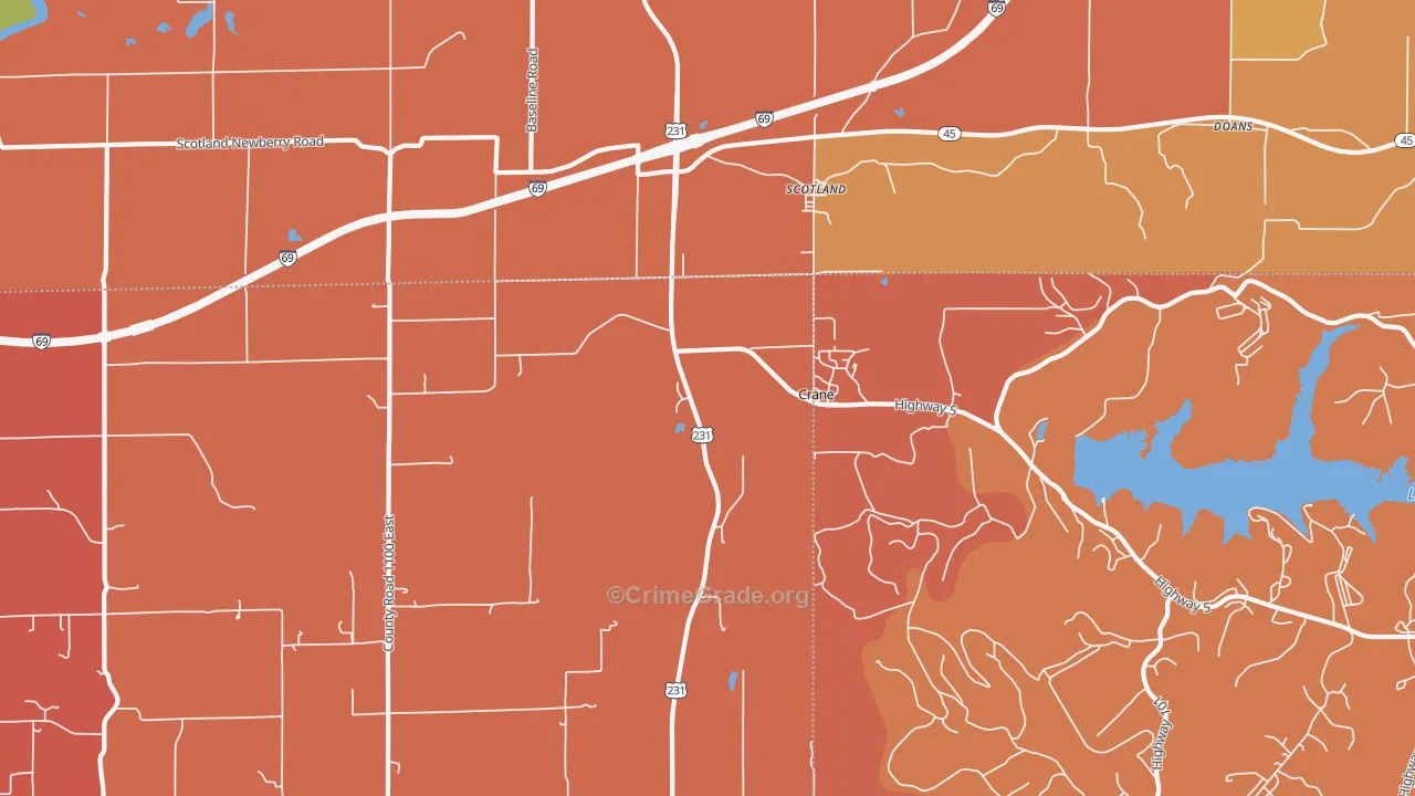 Crane, IN Map of Vandalism Rates